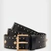Hot Sale 😍 Piper Studded Leather Belt BLACK/WARM BRASS 🔔 -Tailoring Sales WZ607X 6405 1
