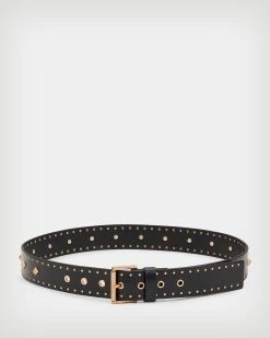 Hot Sale 😍 Piper Studded Leather Belt BLACK/WARM BRASS 🔔 -Tailoring Sales WZ607X 6405 5