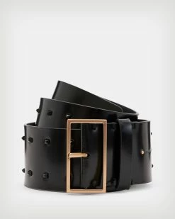 Brand new 🔔 Maxie Studded Wide Leather Belt BLACK/MATTE/BRASS ⭐