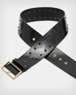 Brand new 🔔 Maxie Studded Wide Leather Belt BLACK/MATTE/BRASS ⭐ -Tailoring Sales WZ610X 8081 3
