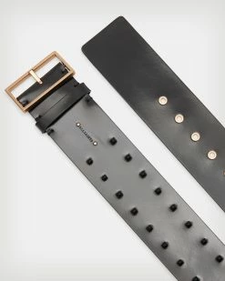 Brand new 🔔 Maxie Studded Wide Leather Belt BLACK/MATTE/BRASS ⭐ -Tailoring Sales WZ610X 8081 4
