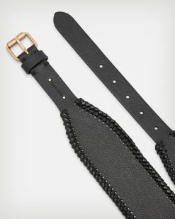Wholesale 💯 Alba Woven Wide Leather Belt BLACK/WARM BRASS 🥰 -Tailoring Sales WZ613X 6405 4
