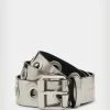 Outlet 🤩 Dani Metallic Leather Belt GUNMETAL/NICKEL ✔️