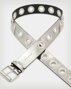 Outlet 🤩 Dani Metallic Leather Belt GUNMETAL/NICKEL ✔️ -Tailoring Sales WZ617X 8084 3