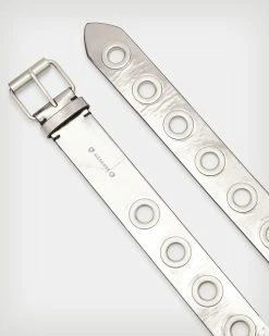 Outlet 🤩 Dani Metallic Leather Belt GUNMETAL/NICKEL ✔️ -Tailoring Sales WZ617X 8084 4
