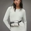 Cheapest 👏 Lila AllSaints Metallic Leather Belt Bag GUNMETAL/NICKEL 🥰