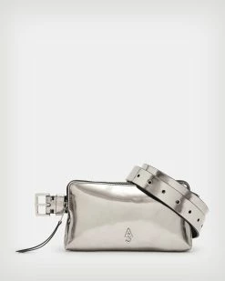 Cheapest 👏 Lila AllSaints Metallic Leather Belt Bag GUNMETAL/NICKEL 🥰 -Tailoring Sales WZ619X 8084 2