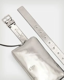 Cheapest 👏 Lila AllSaints Metallic Leather Belt Bag GUNMETAL/NICKEL 🥰 -Tailoring Sales WZ619X 8084 4